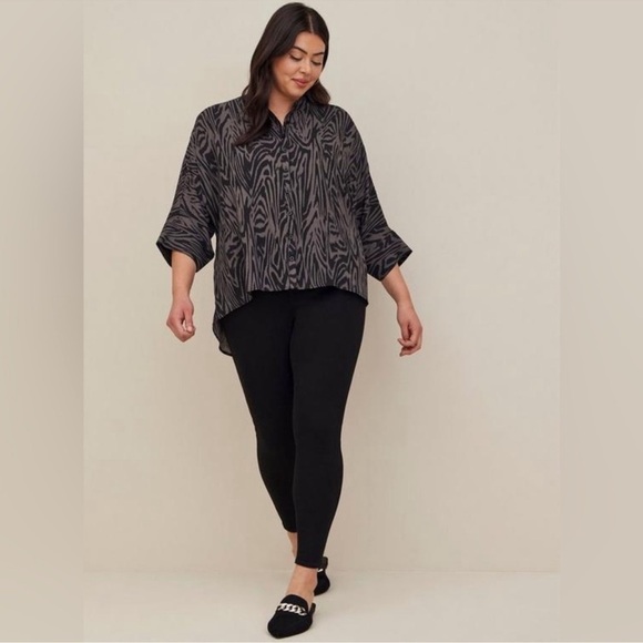 Torrid Black Long Sleeve Chiffon Button Up Kimono Shirt - Picture 1 of 8
